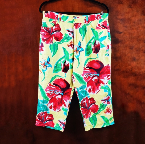 Lauren Ralph Lauren Pants - LAUREN RALPH LAUREN Floral Linen Capri Pants 10